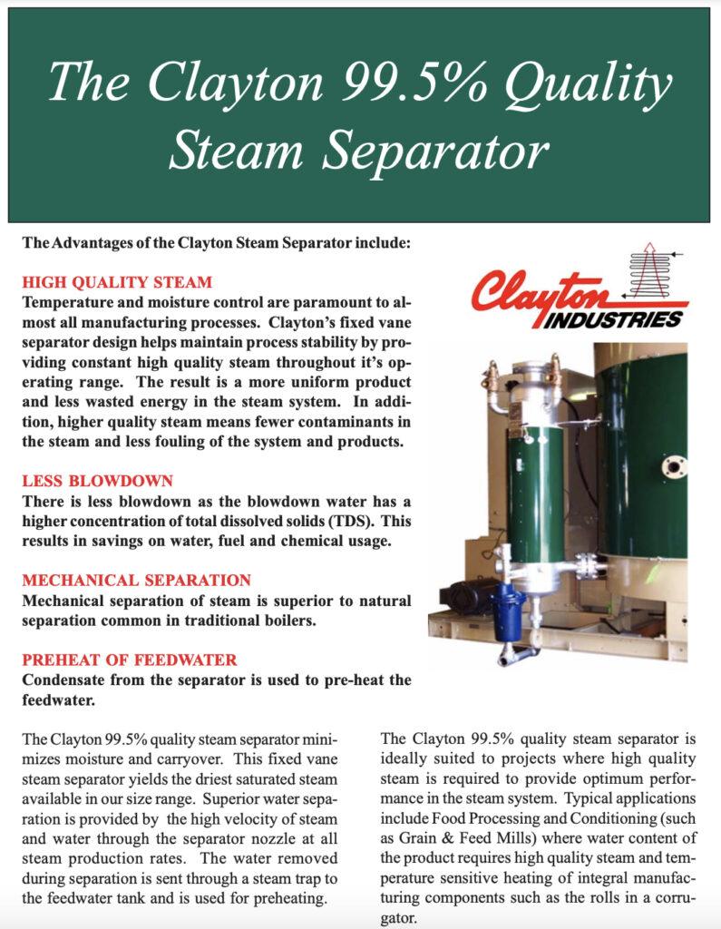 Clayton 99.5% Quality Separator Flyer