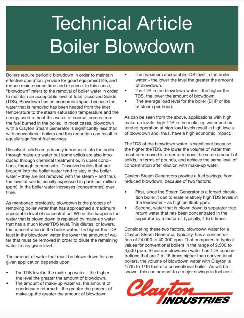 Technical Article on Boiler Blowdown